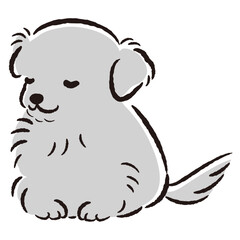 おじぎをしている犬の手描きイラスト