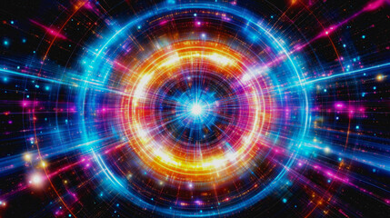 Futuristic space vortex with glowing tech elements