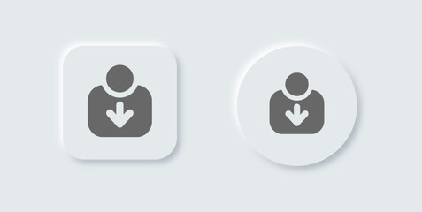 Contribute solid icon in neomorphic design style. Support signs vector illustration.