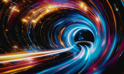 Obraz premium Futuristic space vortex with glowing tech elements