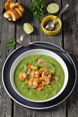 Shrimps in Culichi Salsa or Poblano sauce in bowl
