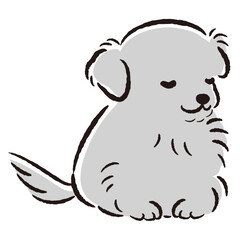 おじぎをしている犬の手描きイラスト