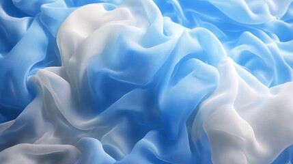 Obraz premium flowy light blue and white fabrics, soft light fabric and silk background