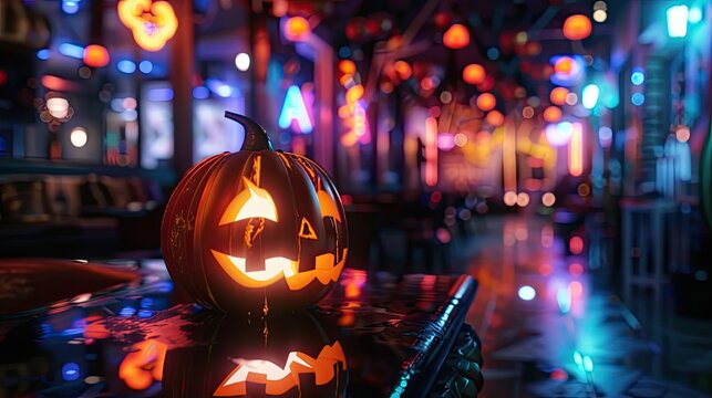 Jack oAC lantern as decoration of nightclub