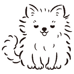 おじぎをしている犬の手描きイラスト