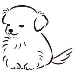 おじぎをしている犬の手描きイラスト