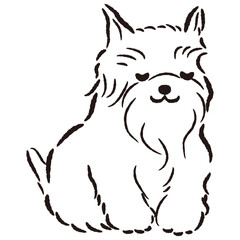 おじぎをしている犬の手描きイラスト