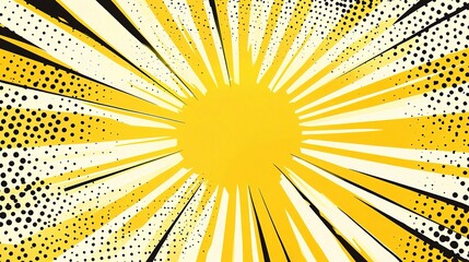 Fototapeta premium Vibrant Yellow Sunburst with Dynamic Rays