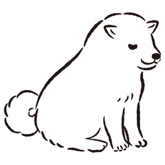 おじぎをしている犬の手描きイラスト