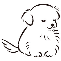 おじぎをしている犬の手描きイラスト