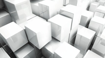 Obraz premium 3D Shifted White Cube Boxes Block Background in Minimalist Design