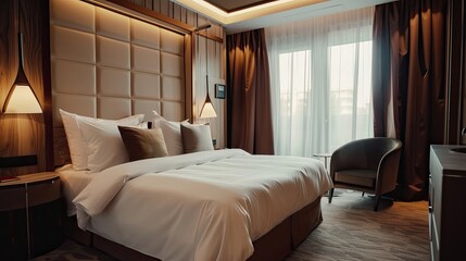 Luxury hotel room modern comfortable interior.