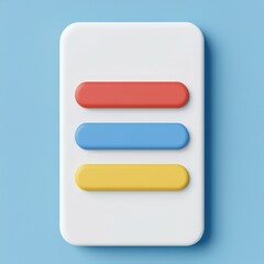 Obraz premium A minimalist design featuring three colorful buttons (red, blue, yellow) on a white background, set against a soft blue backdrop.