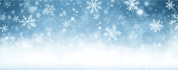 Snowflake-covered light blue background perfect for holiday cards, festive banners, and seasonal web designs.
