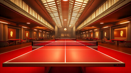 Table Tennis Court in Elegant Interior Design, A Luxurious Sport Venue