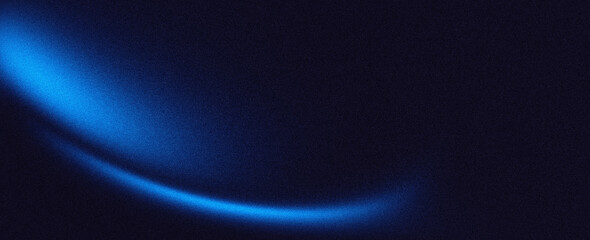 Dark blue black abstract grainy background, glowing vibrant color gradient wave shape, noise texture poster header banner cover design