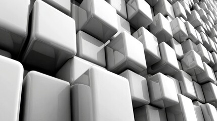 3D Shifted White Cube Boxes Block Background in Minimalist Design