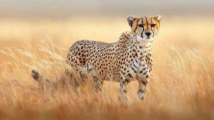 Naklejka premium beautiful shot of a cheetah running on a field