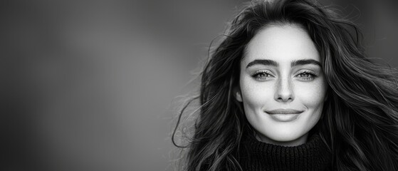 Fototapeta premium hair billowing in wind, smiling face