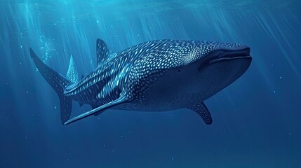 Obraz premium Giant Whale Shark with spot patterns in blue ocean