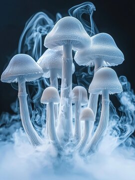Macro Shot of Poison Mushroom Spores Dispersing in Slow Motion