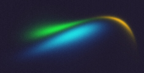 Abstract grainy gradient background, teal green blue yellow color shape black backdrop, noisy...