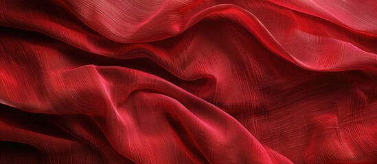 Obraz premium Red cotton fabric with a cloth texture for a textile background design featuring ample copy space image