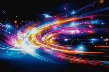 Obraz premium Neon cosmic portal with advanced tech circuitry in deep space