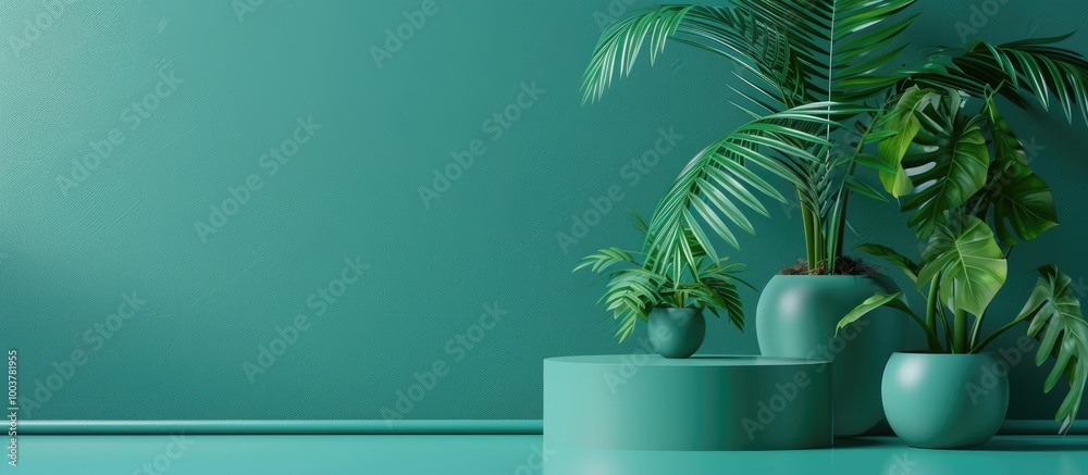 Poster cobalt green empty background for ad design. copy space image. place for adding text and design