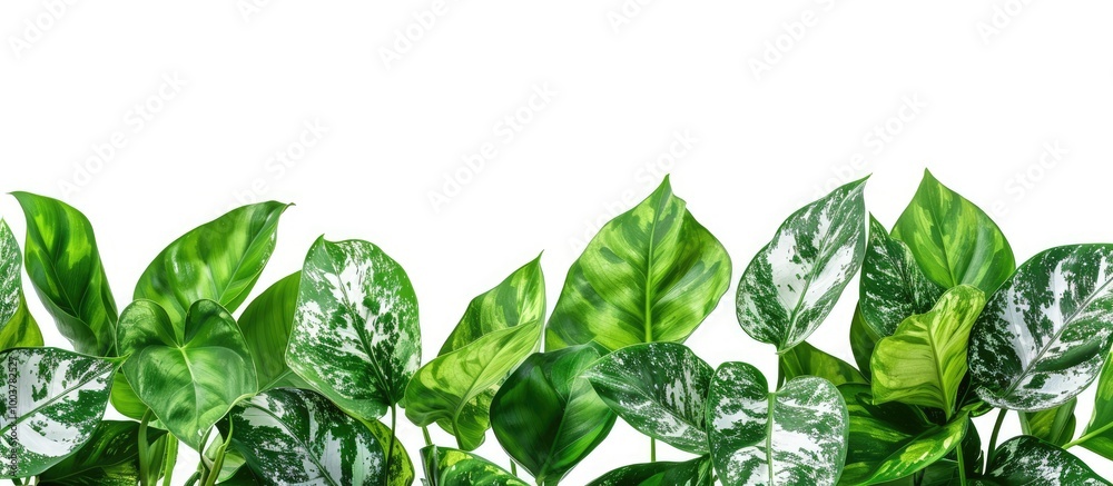 Canvas Prints leaves from house plants set against a white background. copy space image. place for adding text and