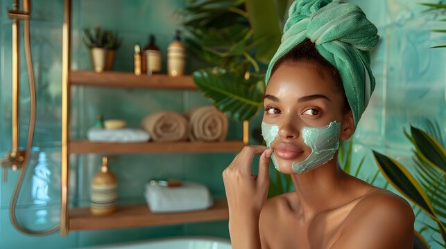 Holistic Beauty: Female Enjoying a Soothing Facial Treatment for Well-Being and Relaxation