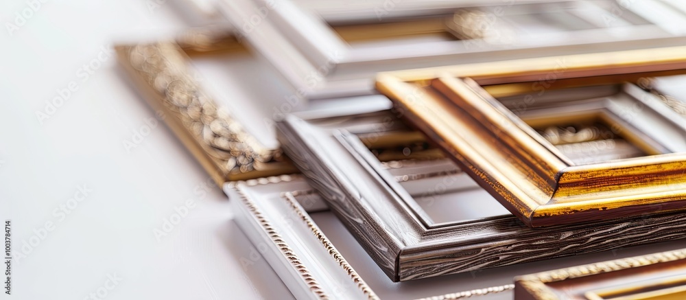 Poster a collection of retro picture frames on a white background. copy space image. place for adding text 
