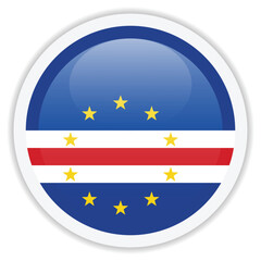 Flag of Cape Verde. Glossy round icon isolated on white background