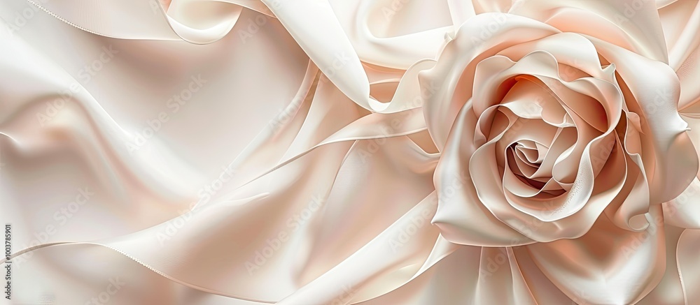 Poster decorative frame created with a satin ribbon rose the backdrop for the text top view. copy space ima