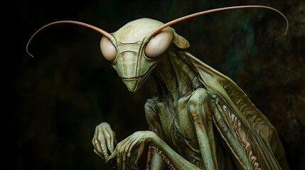 Praying Mantis Close Up:  Detailed View of  Insects & Nature