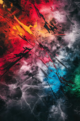 Fototapeta premium Vibrant Abstract Digital Art Series with Bold Neon Colors, Dynamic Paint Strokes, and High Contrast Textures – Ideal for Maximalist Designs, Posters, and Backgrounds