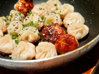 Mini fried buns, steamed stuffed bun baozi  