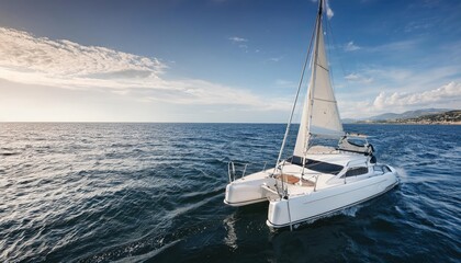Fototapeta premium Catamaran motor yacht on the ocean 