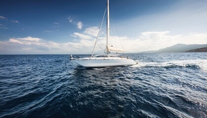 Fototapeta premium Catamaran motor yacht on the ocean 