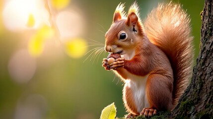 Red Squirrel's Golden Hour Treat 