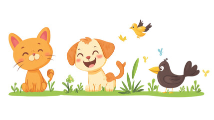 Fototapeta premium Happy Animals in the Garden.