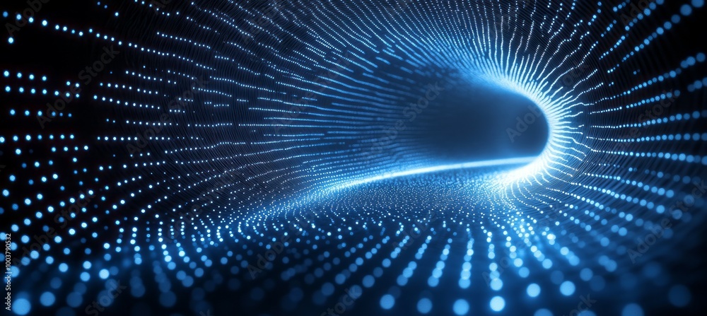 Poster Virtual digital tunnel space technology. Generative AI technology.
