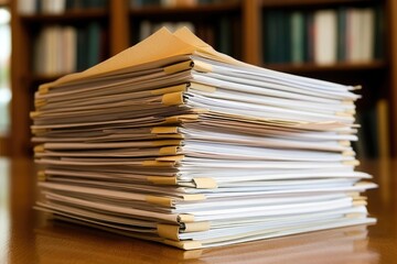 Obraz premium A stack of papers in a folder. This image represents the importance of paperwork and organization.