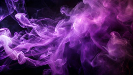 Fototapeta premium Abstract purple smoke swirling on black background.