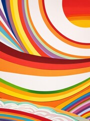 Colorful Rainbow Arches with White Clouds