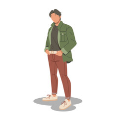 man posing in casual stylish outfits flat design illustration. (vol 2)