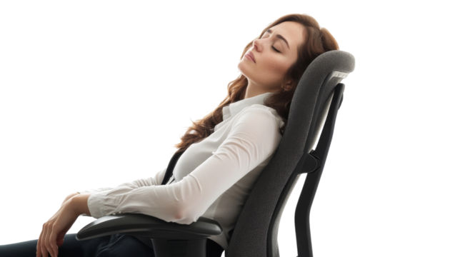 Tired Businesswoman Sleeping in Office Chair.