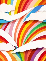 Colorful Rainbow Arches with White Clouds