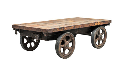 Vintage Wooden and Metal Flatbed Cart.