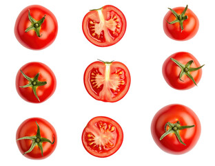 Fototapeta premium Fresh Red Tomato Arrangement png, transparent, isolated, no background, clip-art, clipart, element, clipping, transparent background